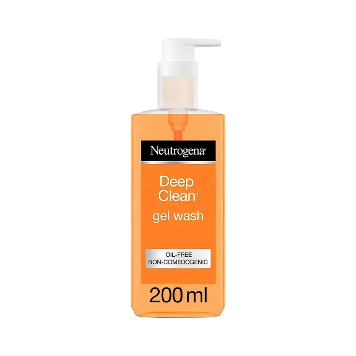 Refect Beauty Neutrogena Deep Clean Gel Wash in a 200ml orange pump bottle for daily facial cleansing.
