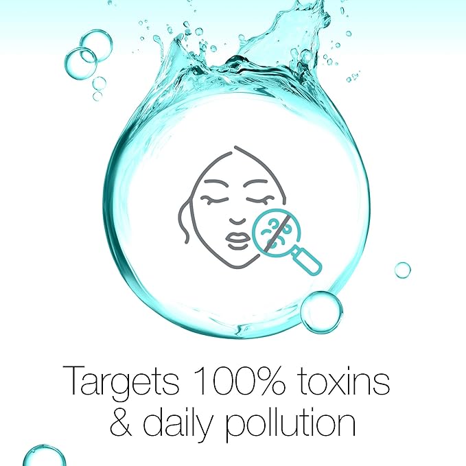 Refect Beauty Neutrogena Skin Detox graphic showing a face icon with a magnifying glass inside a water splash bubble