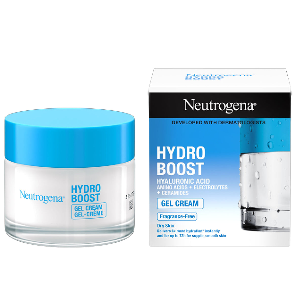 Refect Beauty Neutrogena Hydro Boost Gel Cream jar and box for intense skin hydration with hyaluronic acid