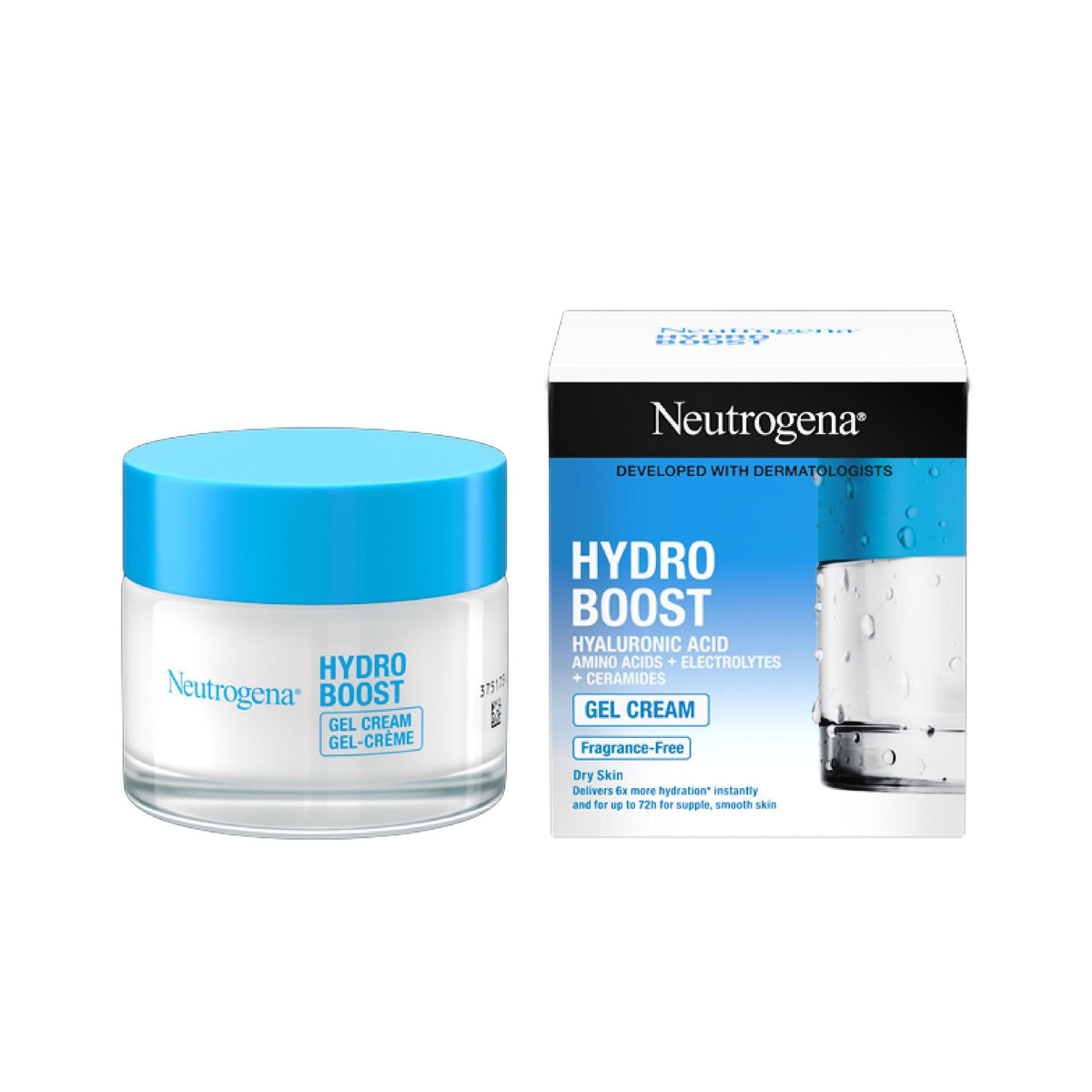 Refect Beauty Neutrogena Hydro Boost Gel Cream jar and box for intense hydration with hyaluronic acid