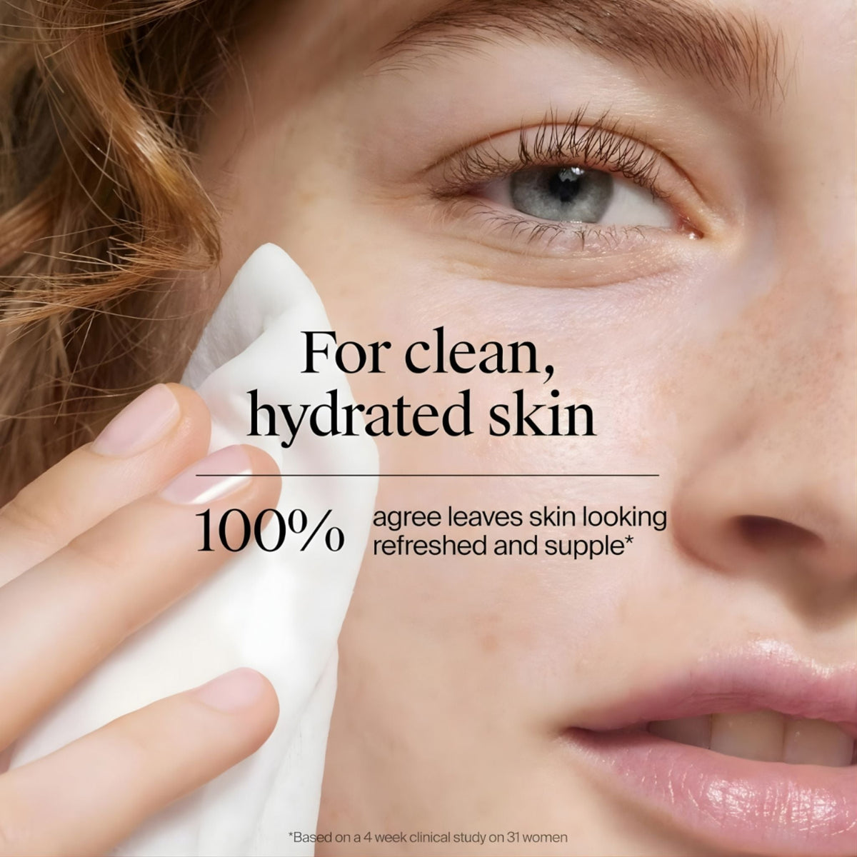 Refect Beauty Neutrogena Hydro Boost makeup wipe gently cleansing the face of a woman for clean and hydrated skin