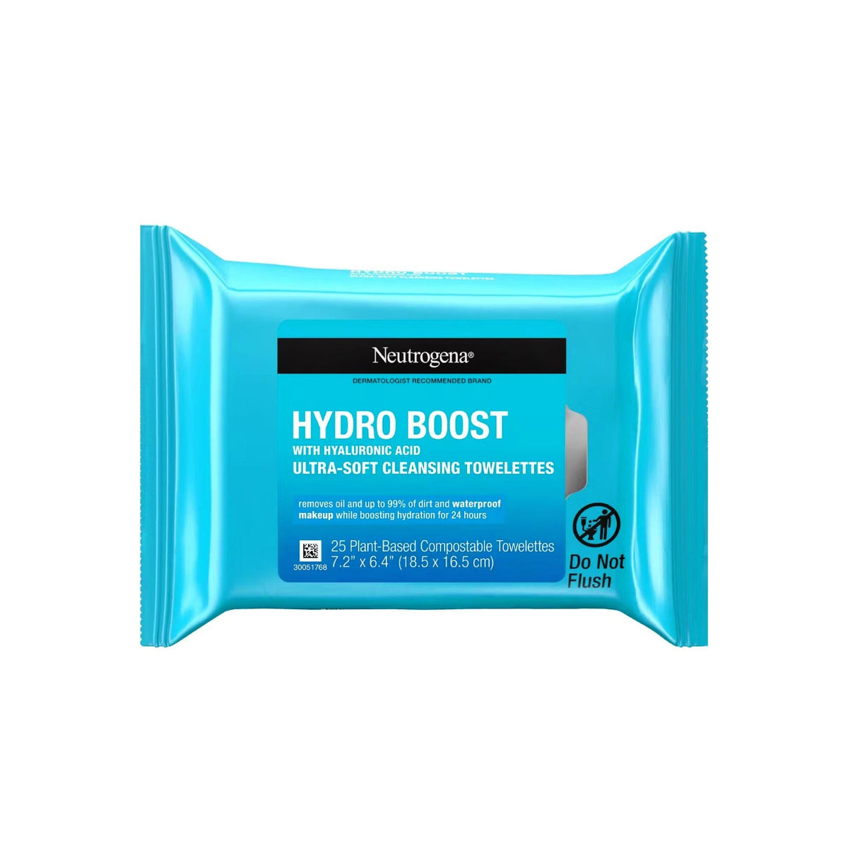 Refect Beauty Neutrogena Hydro Boost hydrating makeup remover wipes in a light blue pack with hyaluronic acid