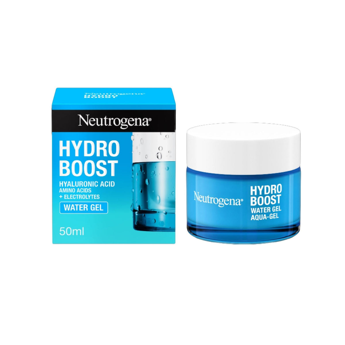 Refect Beauty Neutrogena Hydro Boost Water Gel moisturizer jar and box featuring hyaluronic acid for skin hydration