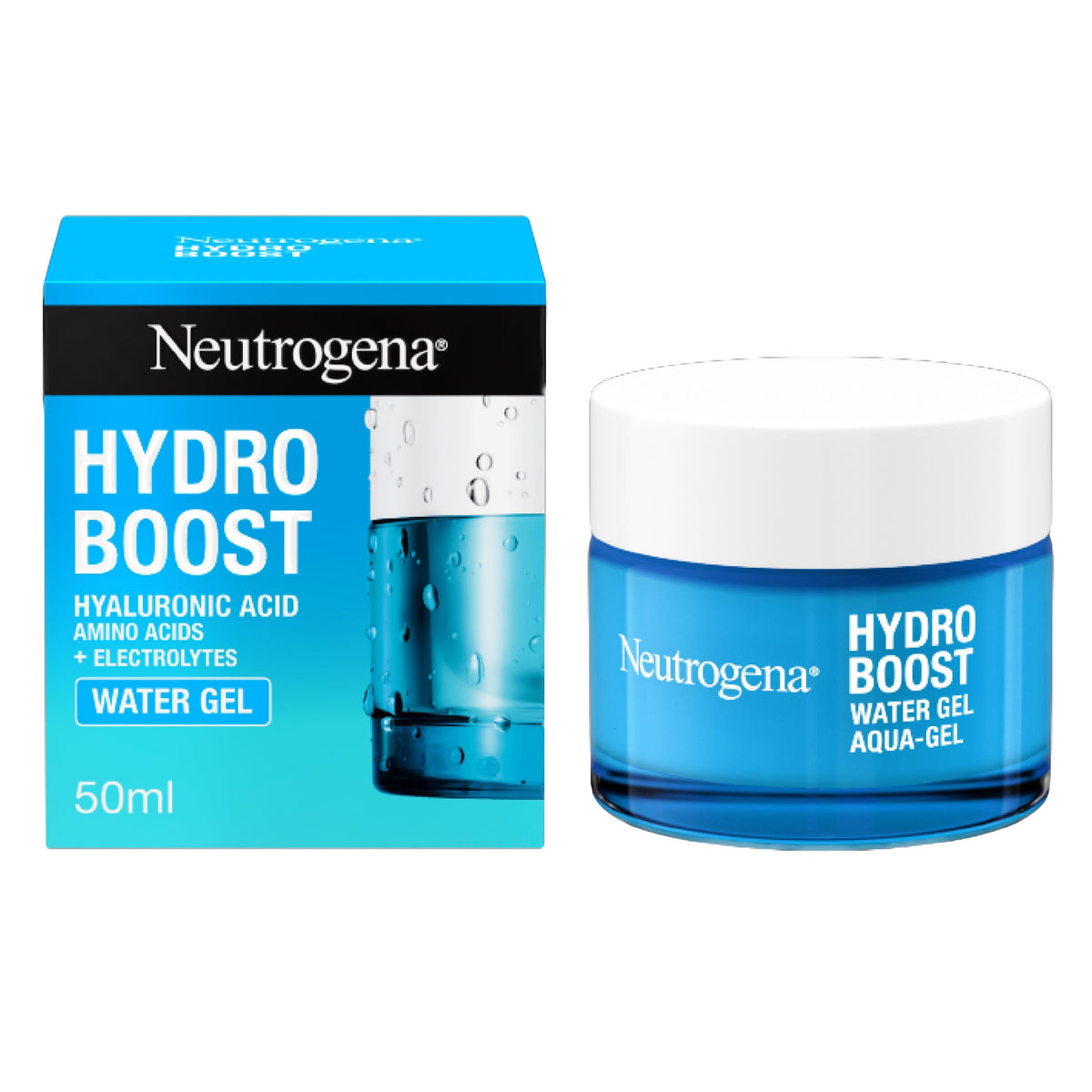 Refect Beauty Neutrogena Hydro Boost Water Gel moisturizer jar and box with hyaluronic acid for deep hydration