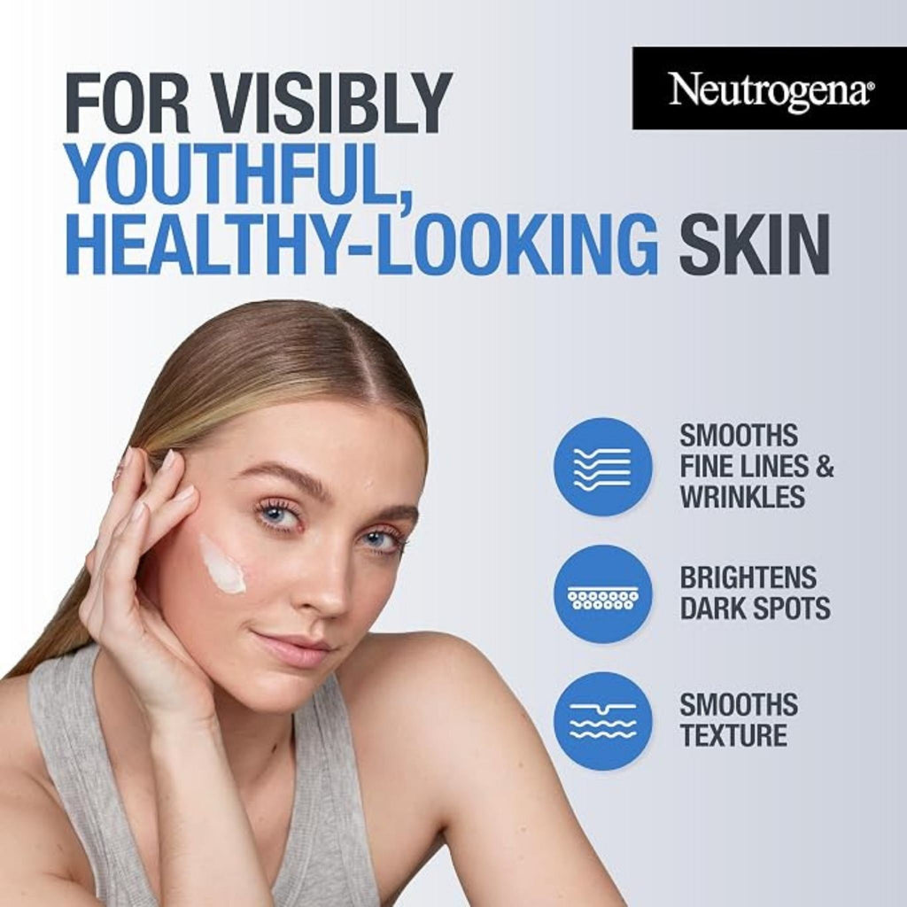 Refect Beauty Neutrogena Retinol Boost+ Intense Care Cream applied to a woman's cheek for anti-aging skin benefits.