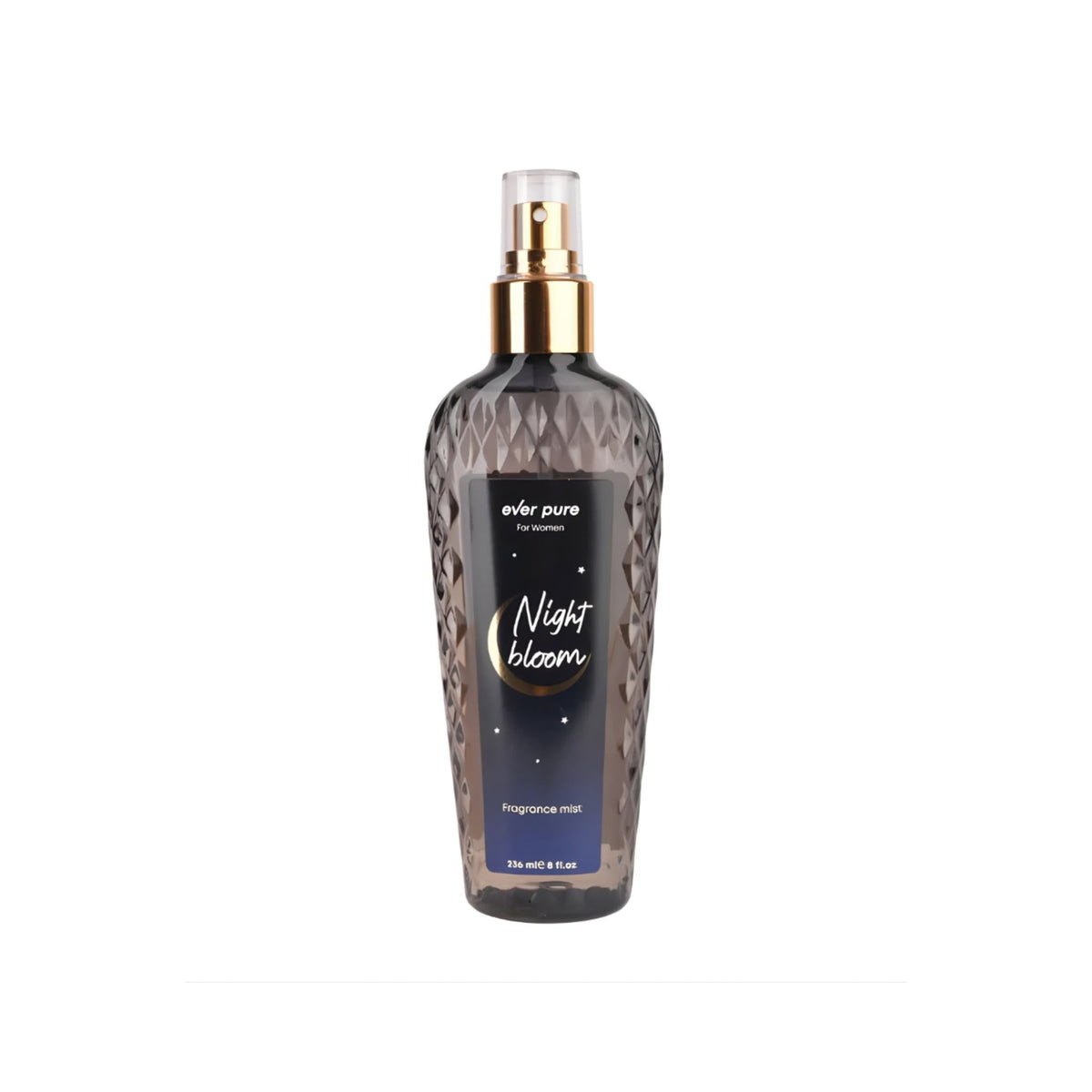 Refect Beauty Ever Pure Night Bloom body fragrance mist in a textured dark bottle with a gold spray nozzle