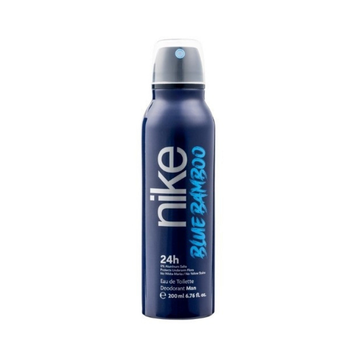 Refect Beauty Nike Blue Bamboo deodorant spray for men in a dark blue 200ml canister with aquatic fragrance notes.