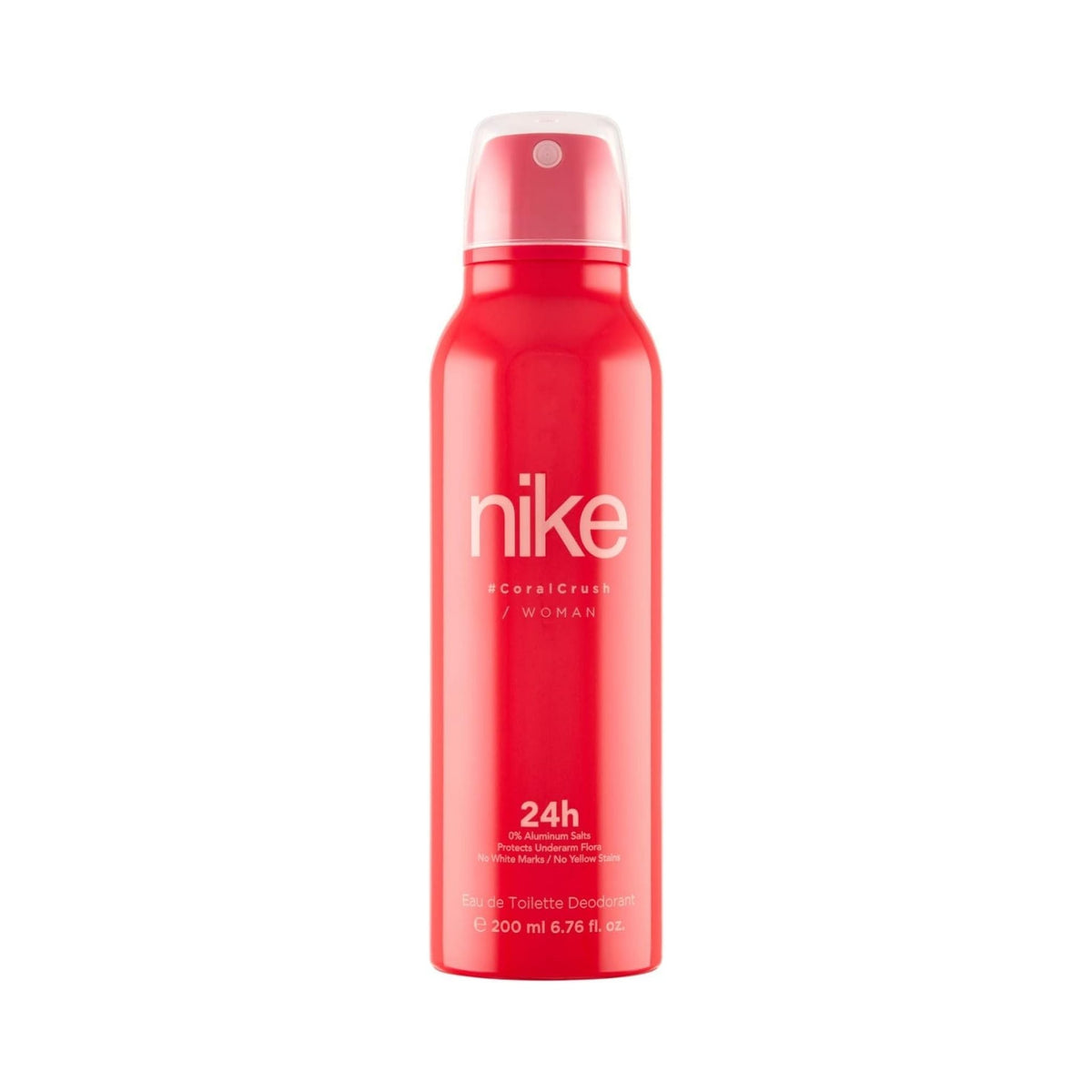 Refect Beauty Nike Women Coral Crush deodorant spray in a vibrant red 200ml aerosol can for long-lasting freshness.