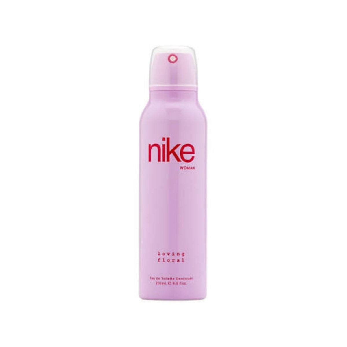 Refect Beauty Nike Loving Floral 24H EDT deodorant spray in a light pink aerosol can with red branding.