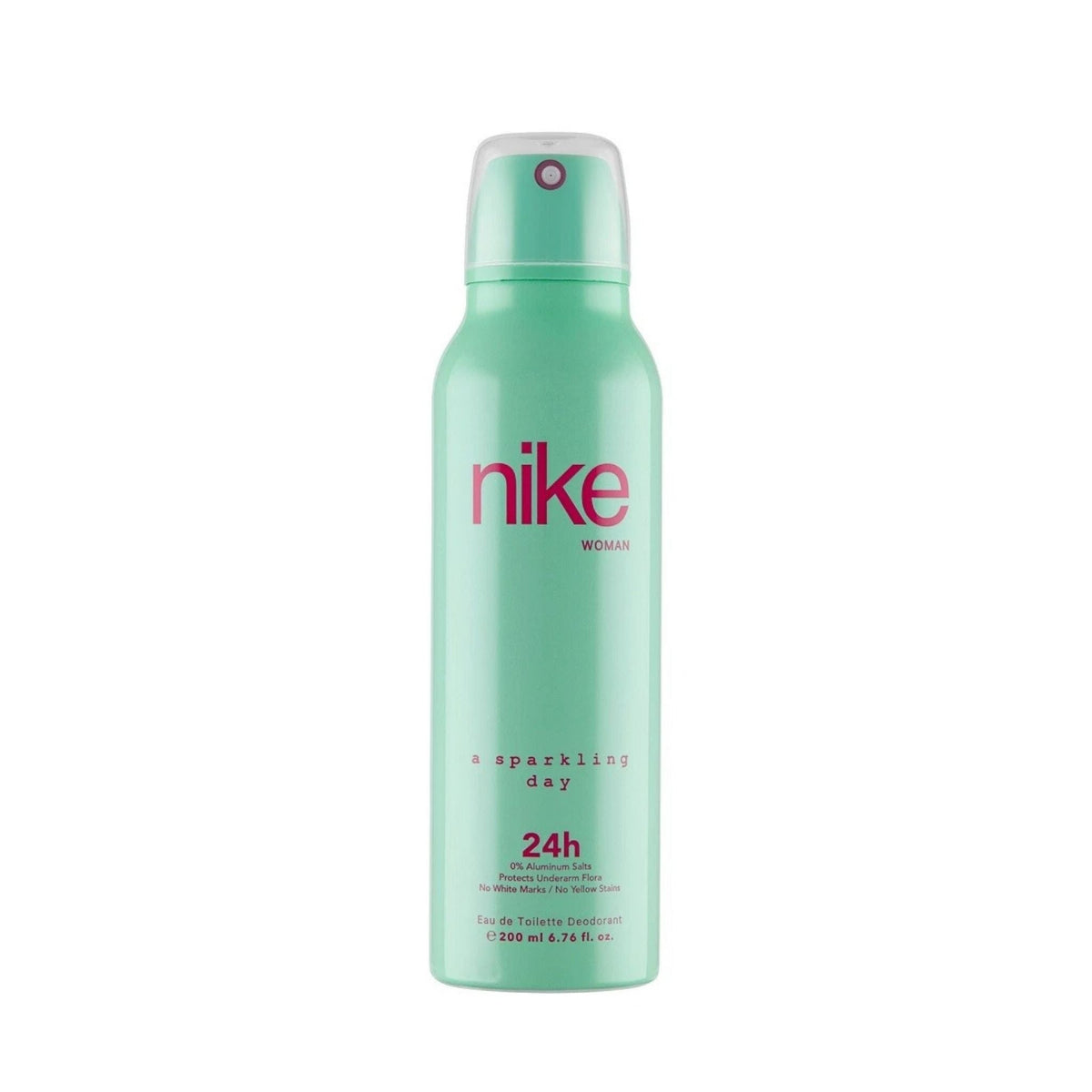 Refect Beauty Nike A Sparkling Day Woman deodorant spray in a mint green 200ml aerosol can with pink text.