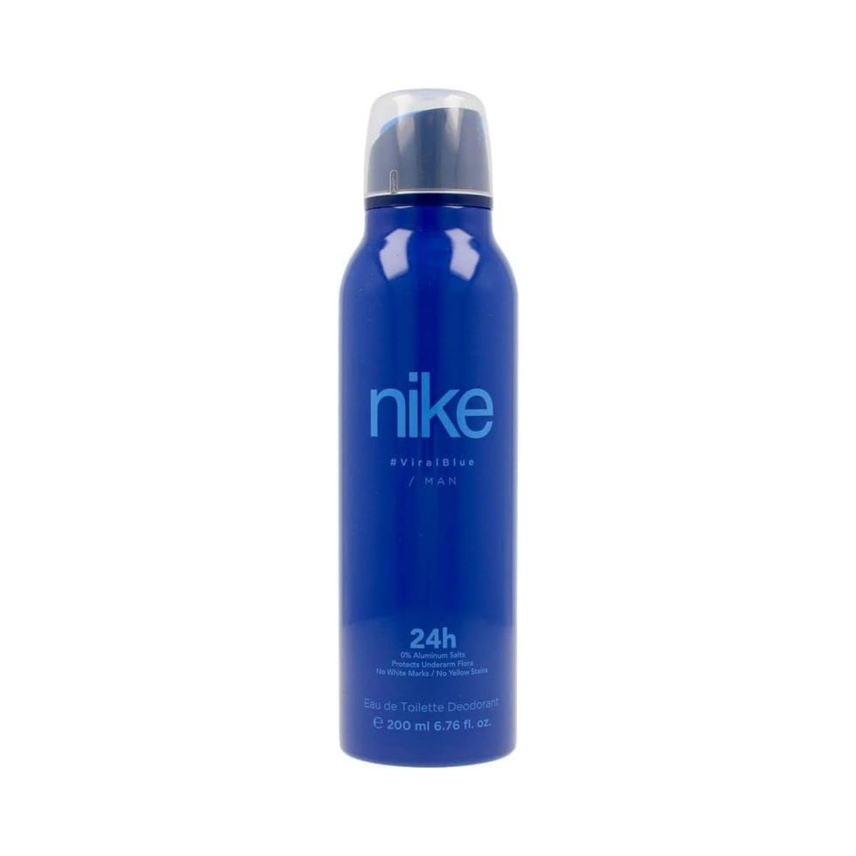 Refect Beauty Nike Viral Blue Man EDT deodorant spray in a blue 200ml aerosol can for long-lasting freshness.
