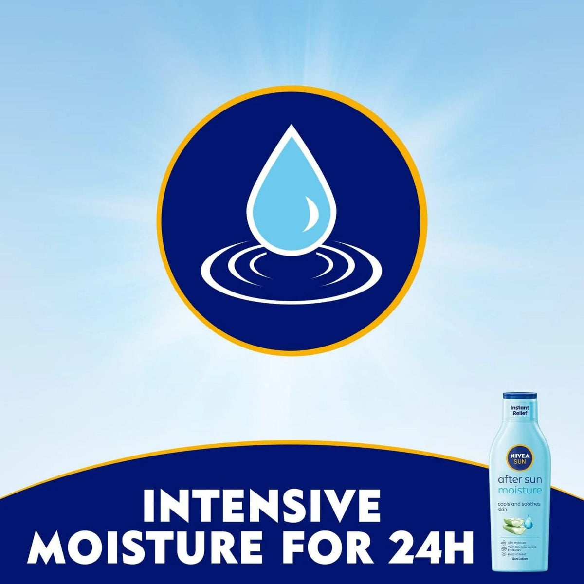 Refect Beauty Nivea Sun Moisture After Sun Lotion bottle with aloe vera for 24-hour hydration and cooling relief