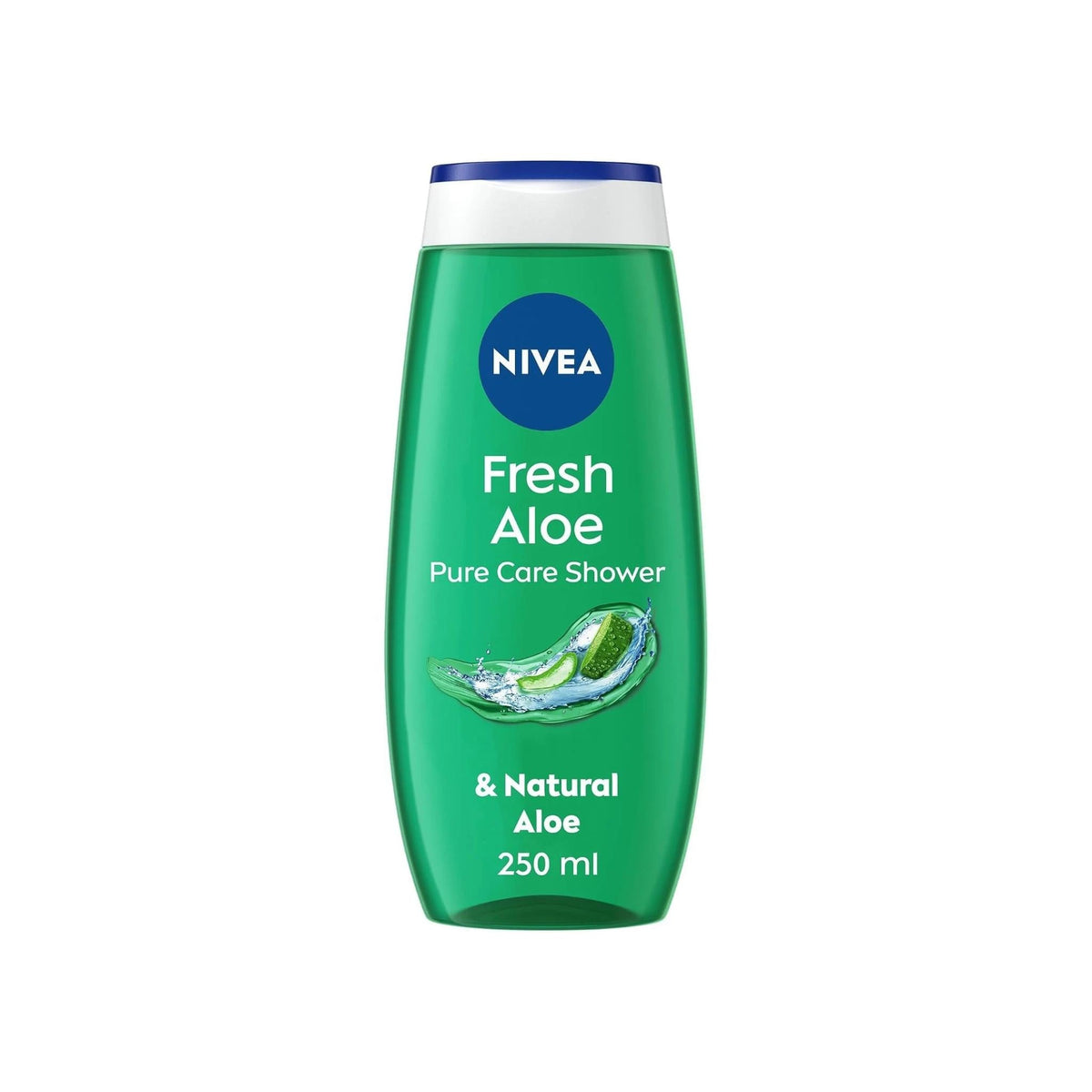 Refect Beauty Nivea Fresh Aloe shower gel bottle with a green design and aloe vera extract for hydrating skin care.