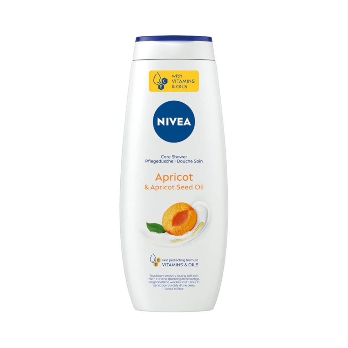 Refect Beauty Nivea Soft Care Apricot and Apricot Seed Oil shower gel bottle with nourishing vitamins and oils
