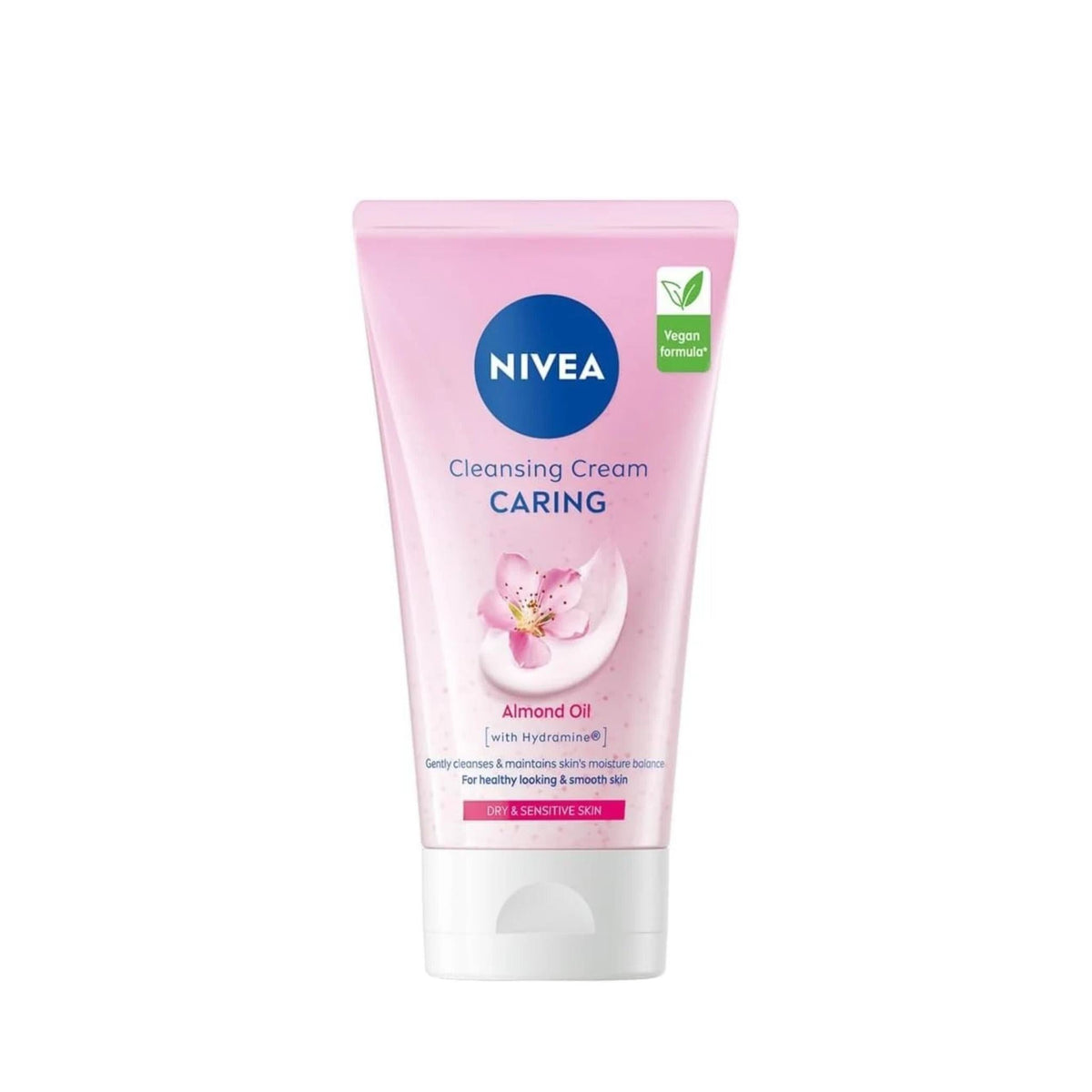 Refect Beauty Nivea Caring Cleansing Cream in a pink tube for dry and sensitive skin with almond oil and Hydramine