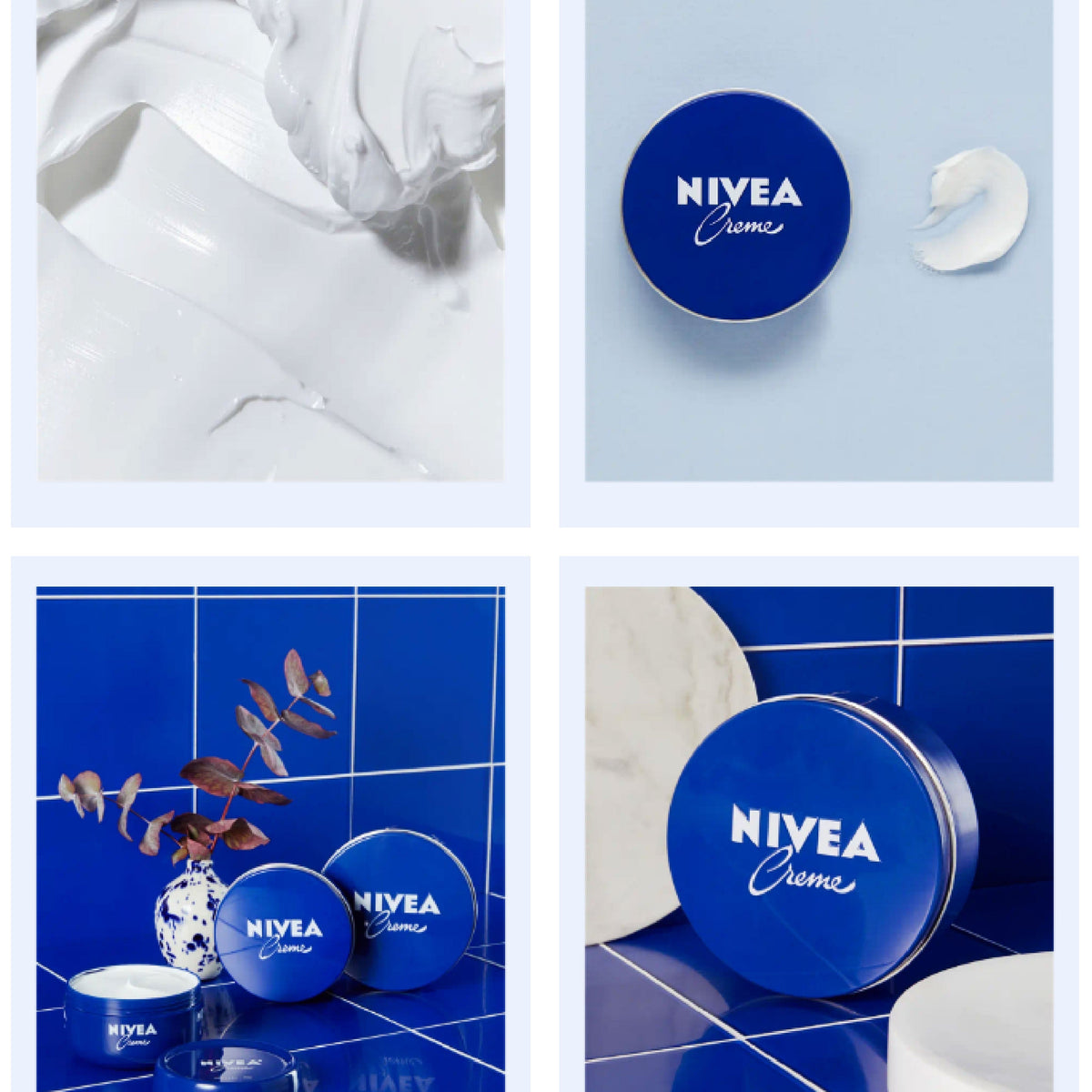 Refect Beauty Nivea Creme moisturizing cream in iconic blue tin with rich white cream texture for face and body