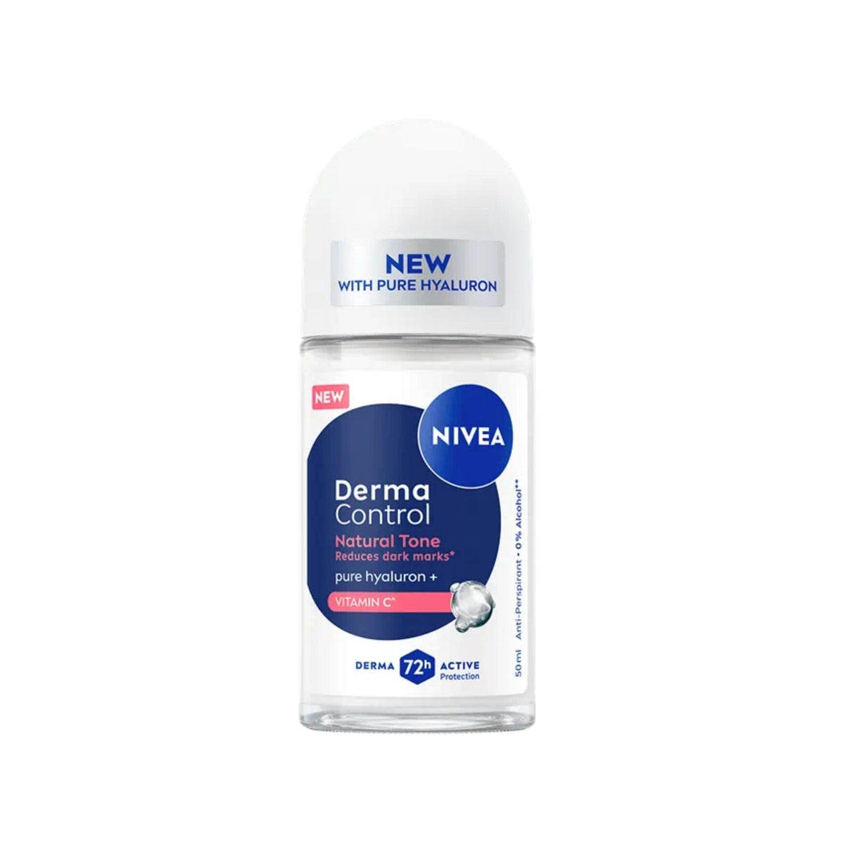 Refect Beauty NIVEA Derma Control roll-on antiperspirant with Hyaluronic Acid and Vitamin C in a 50ml bottle
