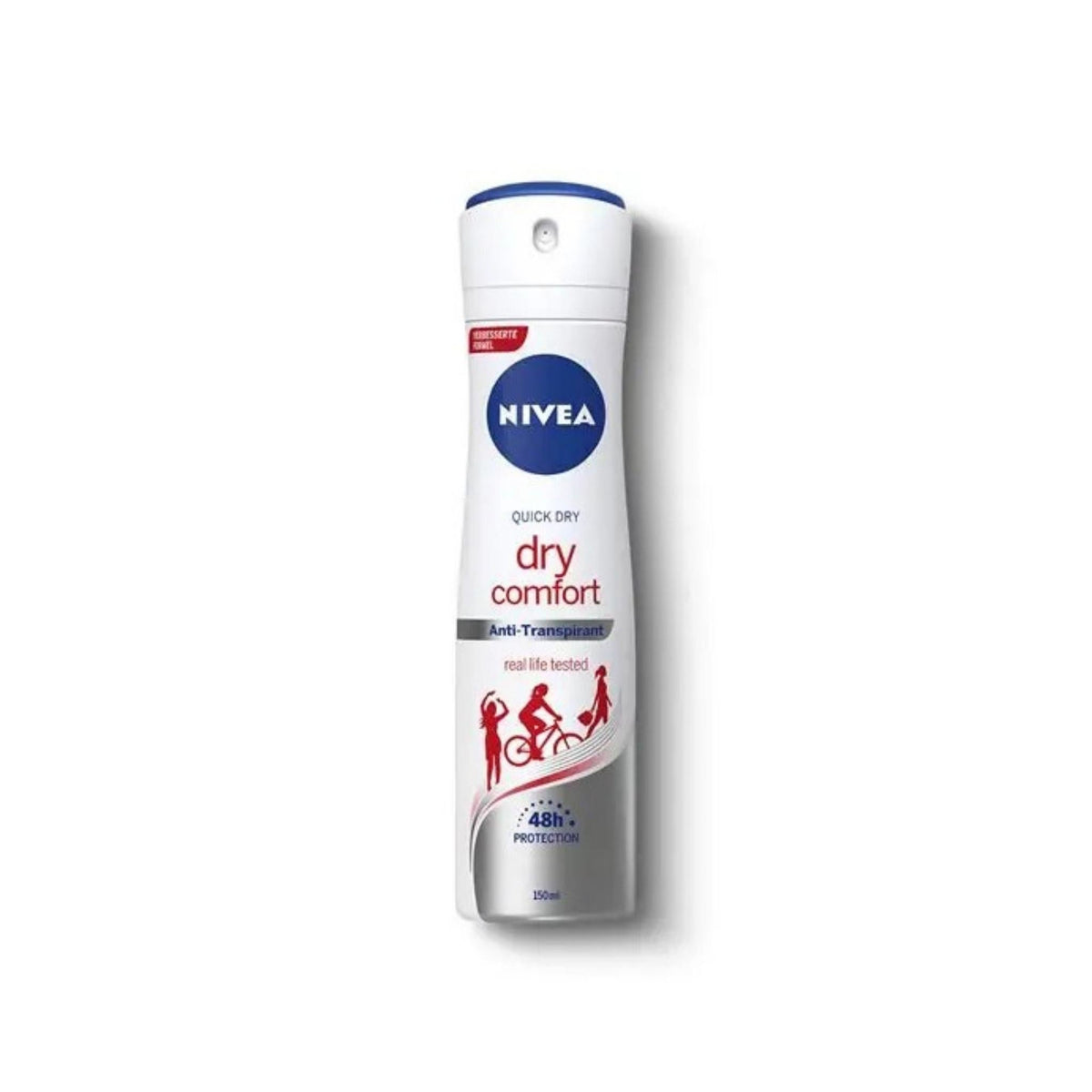 Refect Beauty Nivea Dry Comfort anti-perspirant spray for women in a white and blue 150ml aerosol canister