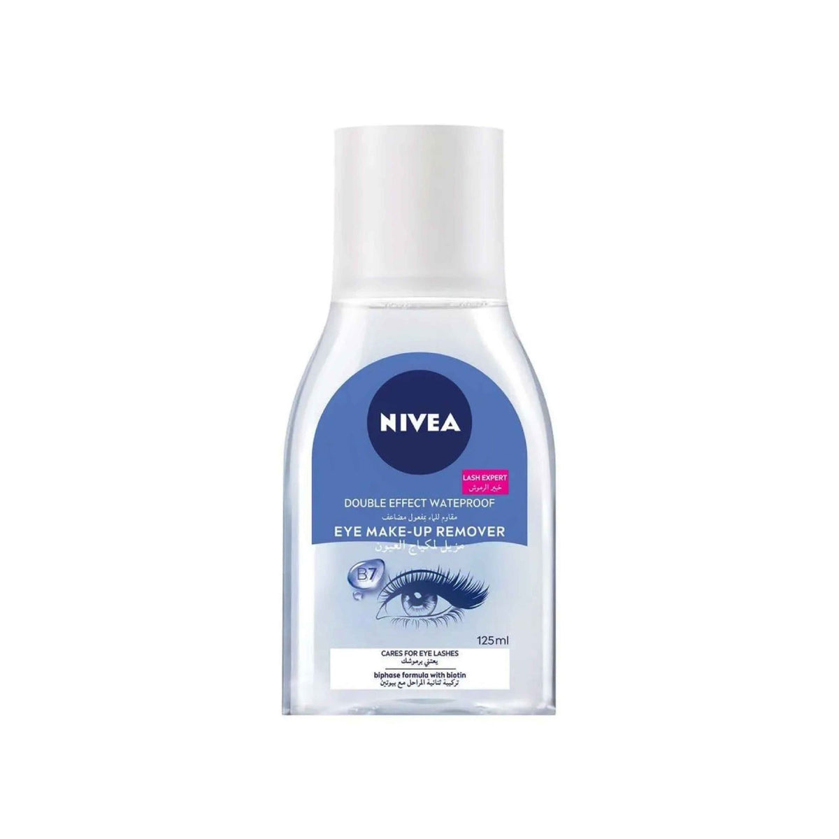 Refect Beauty Nivea Double Effect dual-phase waterproof eye makeup remover in a 125ml clear bottle