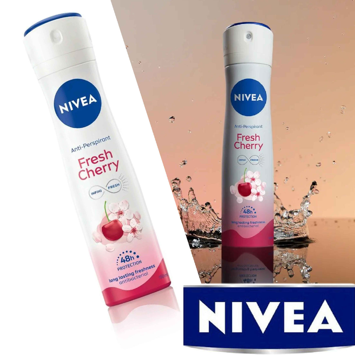 Refect Beauty Nivea Fresh Cherry anti-perspirant spray can with cherry blossom design for 48-hour odor protection