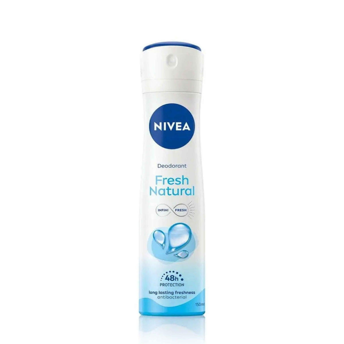 Refect Beauty Nivea Fresh Natural women's deodorant spray bottle with 48-hour odor protection and fresh fragrance.