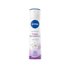 Refect Beauty Nivea Fresh Sensation antiperspirant spray with 72-hour protection and floral scent in a 150ml bottle.