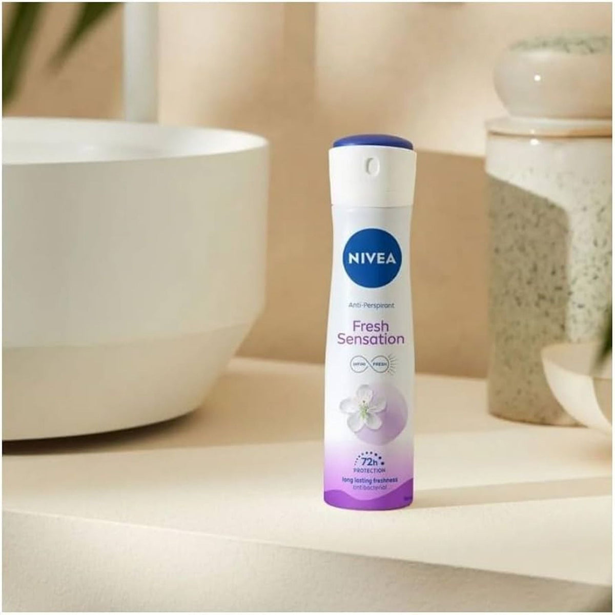 Refect Beauty Nivea Fresh Sensation antiperspirant spray bottle with 72-hour protection and floral design