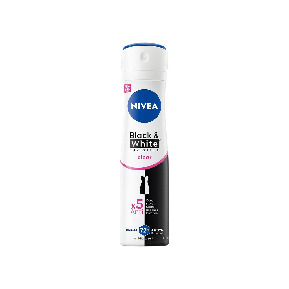 Refect Beauty Nivea Black & White Invisible anti-perspirant spray for women, 150ml bottle with 72h protection.