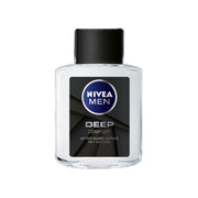 Refect Beauty Nivea Men Deep Comfort antibacterial after shave lotion in a clear glass bottle with a black cap.