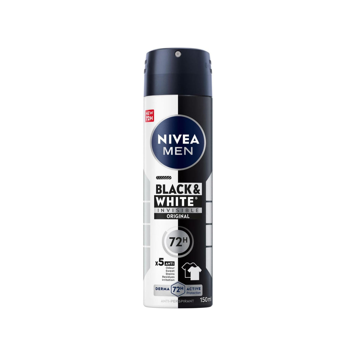 Refect Beauty Nivea Men Black and White Original anti-perspirant spray bottle for 72-hour sweat and stain protection.