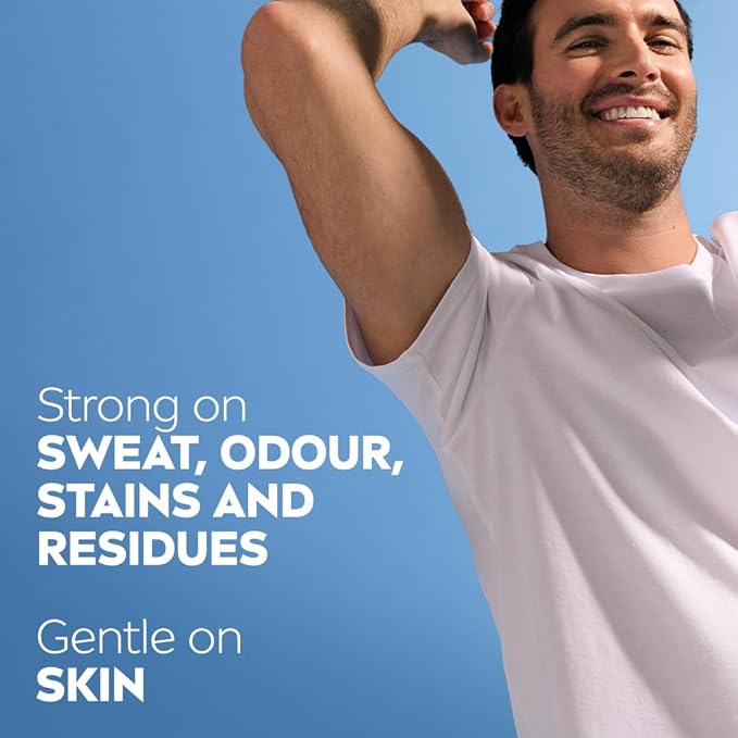 Refect Beauty Nivea Men antiperspirant spray featuring a smiling man in a white t-shirt against a blue background
