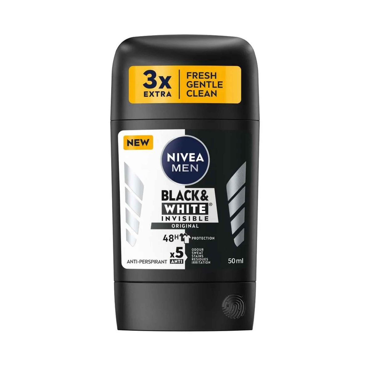 Refect Beauty Nivea Men Black & White Original anti-perspirant stick for 48-hour sweat and stain protection.