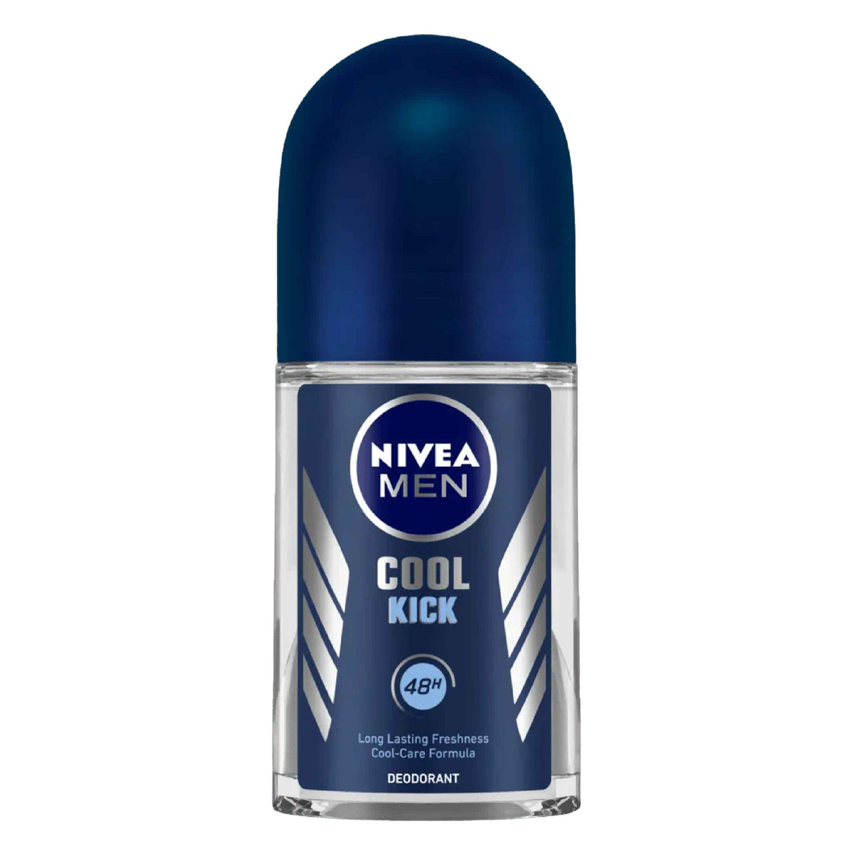 Refect Beauty Nivea Men Cool Kick roll-on anti-perspirant with a blue cap and 48-hour cooling formula.