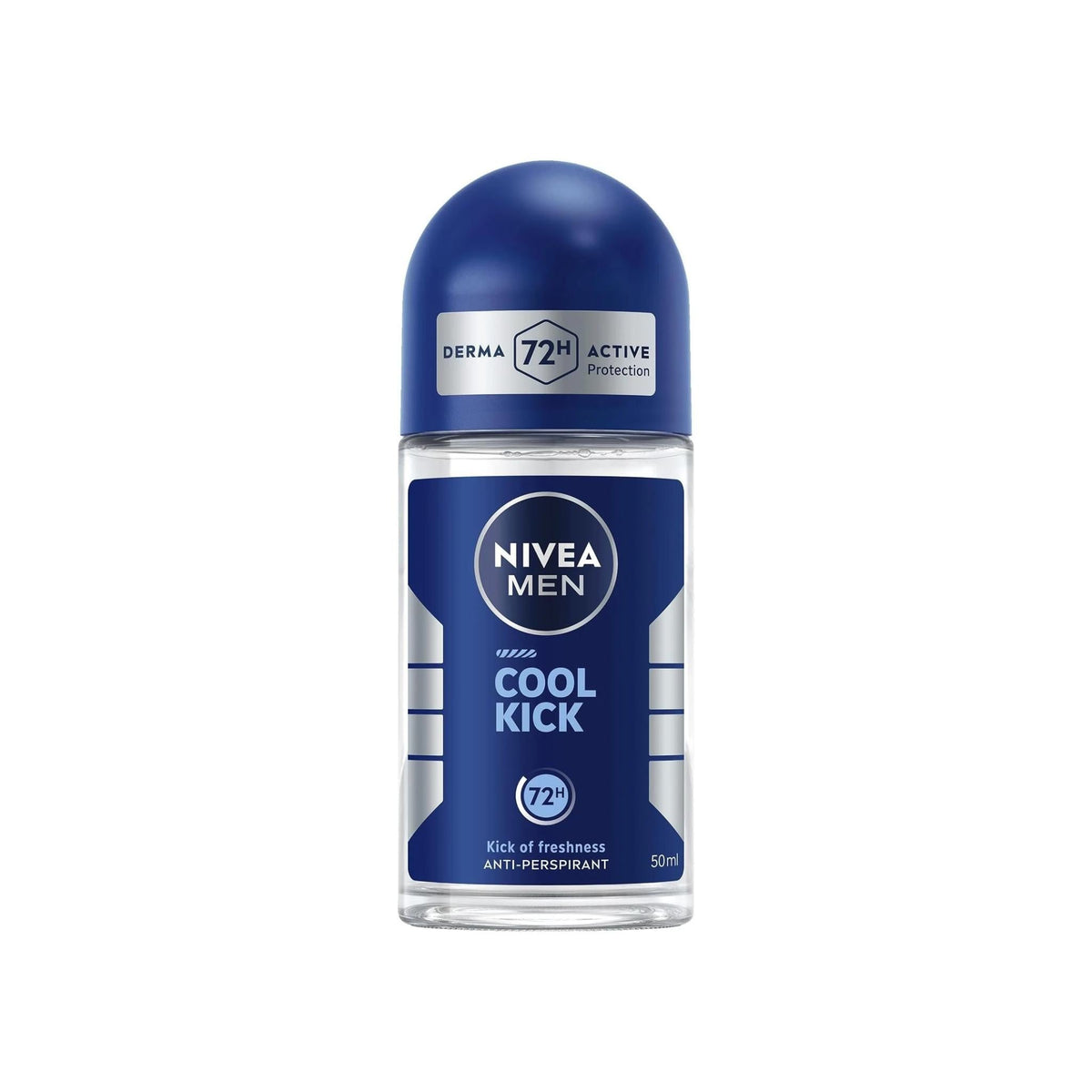 Refect Beauty Nivea Men Cool Kick 72h anti-perspirant roll-on in a blue and clear 50ml bottle