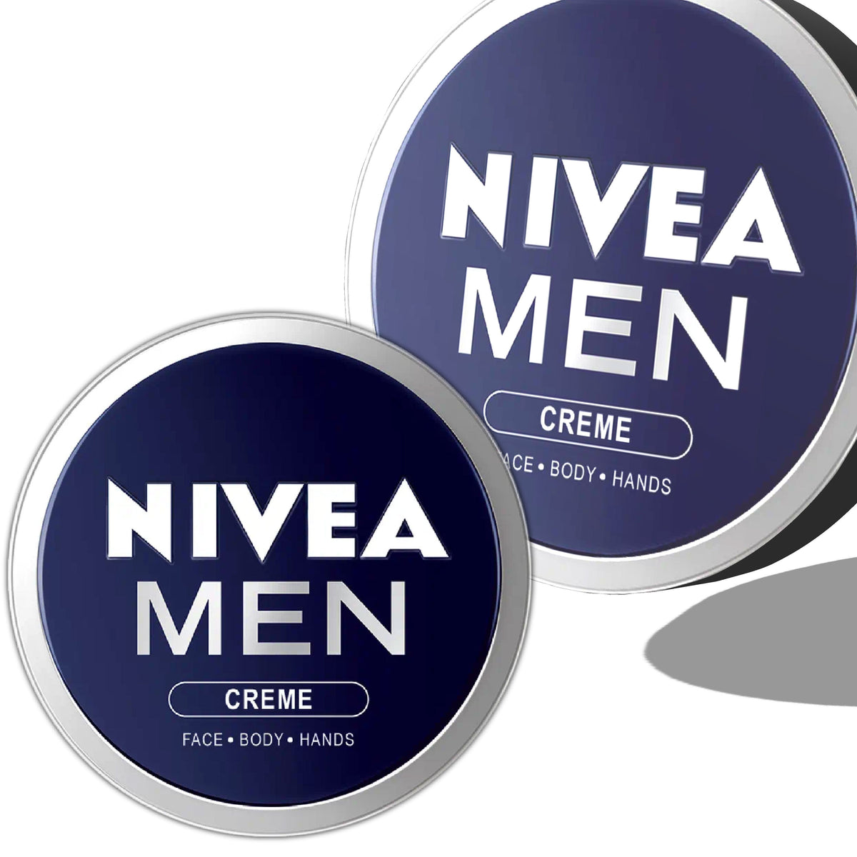 Refect Beauty Nivea Men Creme moisturizing face and body cream in two round blue and silver tins