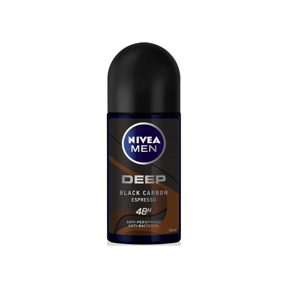 Refect Beauty Nivea Men Deep Black Espresso roll-on anti-perspirant with 48-hour protection in a dark bottle.