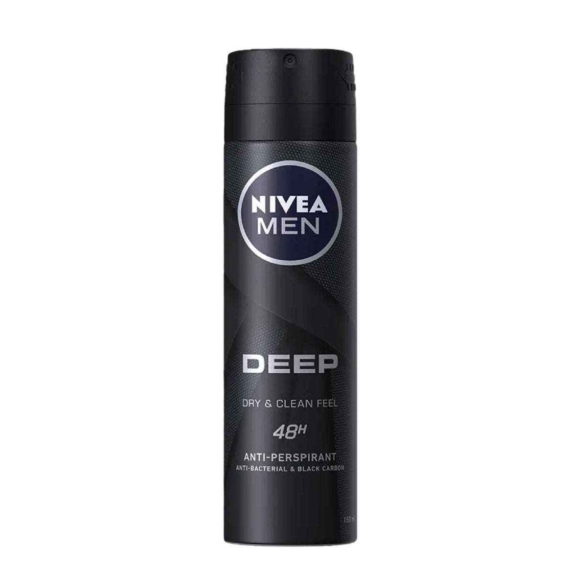 Refect Beauty Nivea Men Deep Dark Wood body spray in a black aerosol canister with 48-hour anti-perspirant protection.