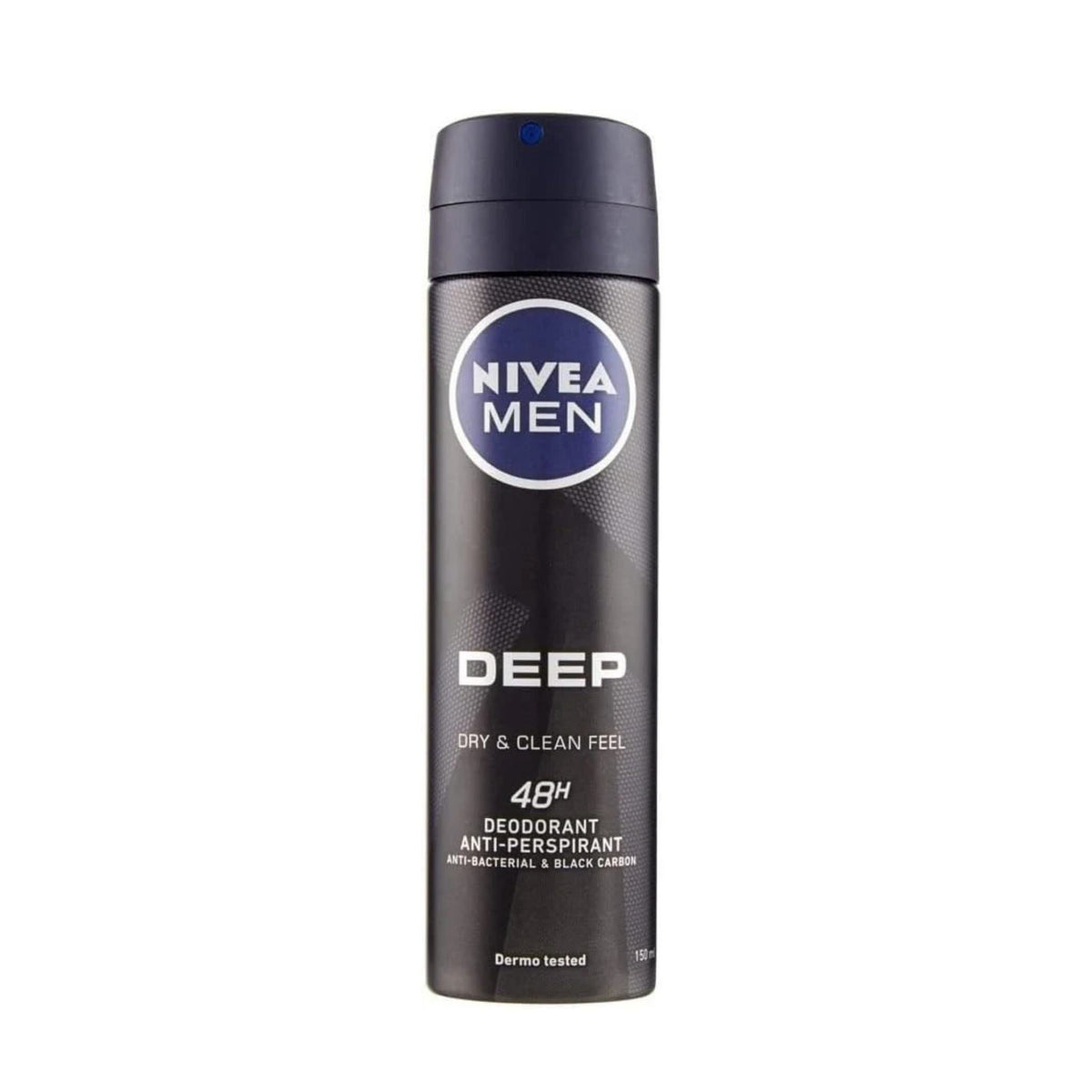 Refect Beauty Nivea Men Deep Dark Wood body spray in a black 150ml aerosol can with anti-bacterial black carbon