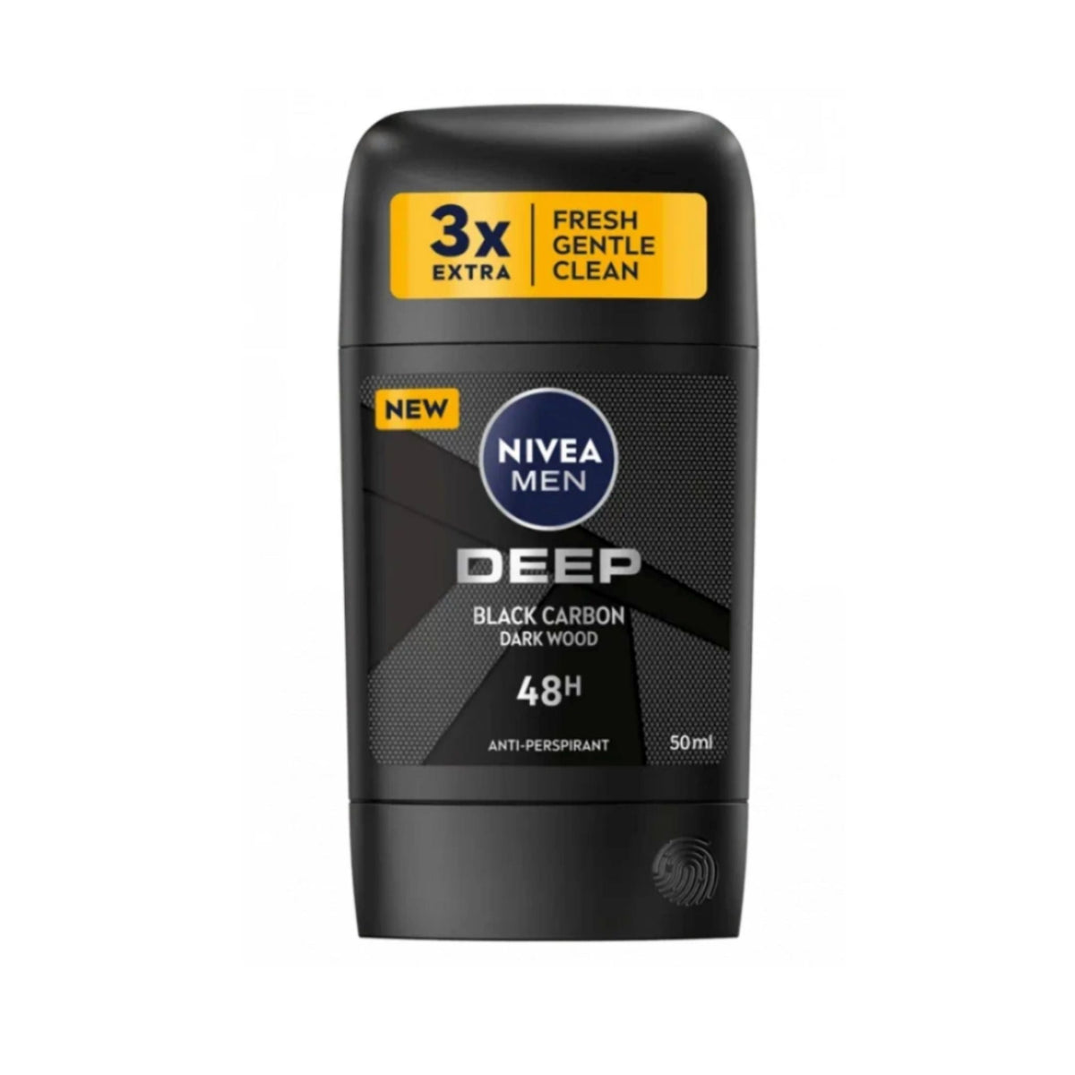 Refect Beauty NIVEA Men Deep Darkwood MaxxTech antiperspirant stick with black carbon for 48-hour odor protection.