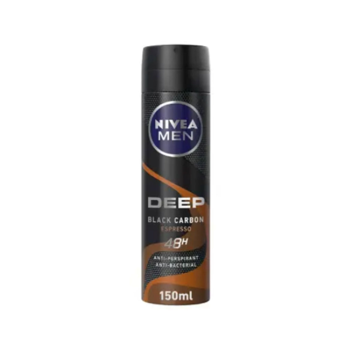 Refect Beauty NIVEA Men Deep Espresso antiperspirant body spray can with black carbon and espresso fragrance notes.