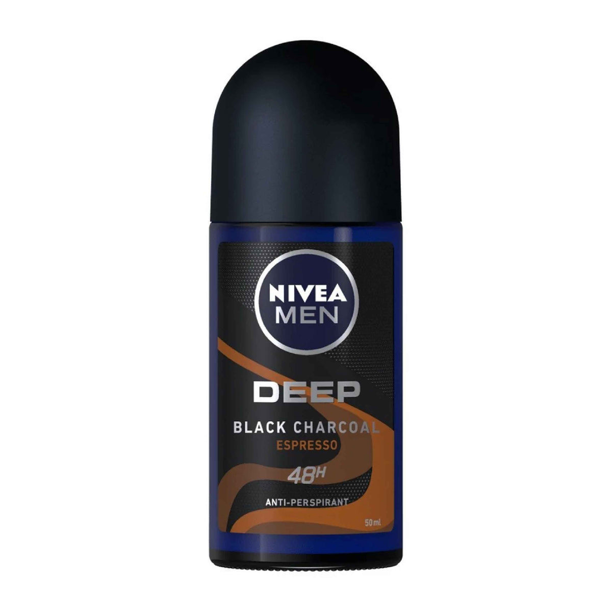 Refect Beauty Nivea Men Deep Black Espresso anti-perspirant roll-on with 48-hour protection and charcoal formula.
