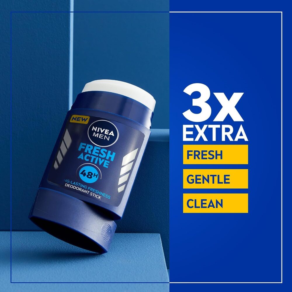 Refect Beauty Nivea Men Fresh Active deodorant stick with 48-hour protection and ocean extracts in blue packaging