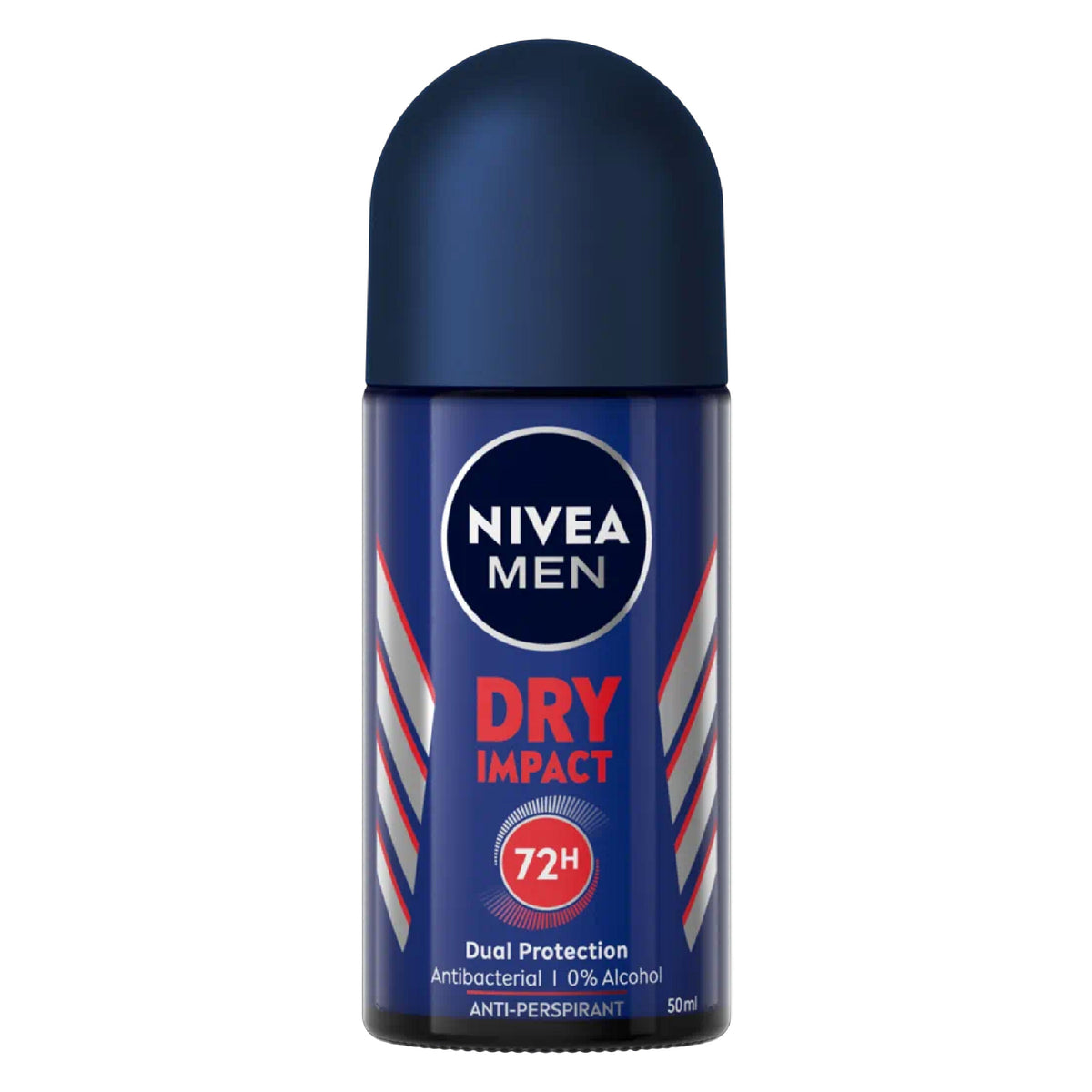 Refect Beauty Nivea Men Dry Impact anti-perspirant roll-on deodorant in a blue 50ml bottle with 72h protection.