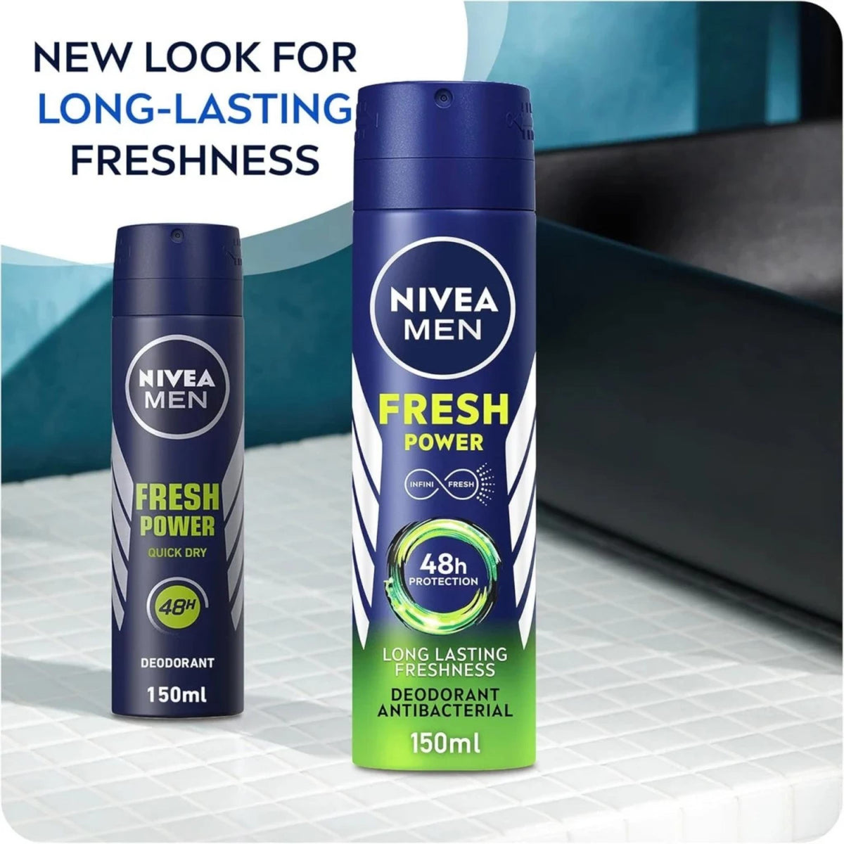 Refect Beauty Nivea Men Fresh Power deodorant body spray cans with 48h protection and long-lasting freshness