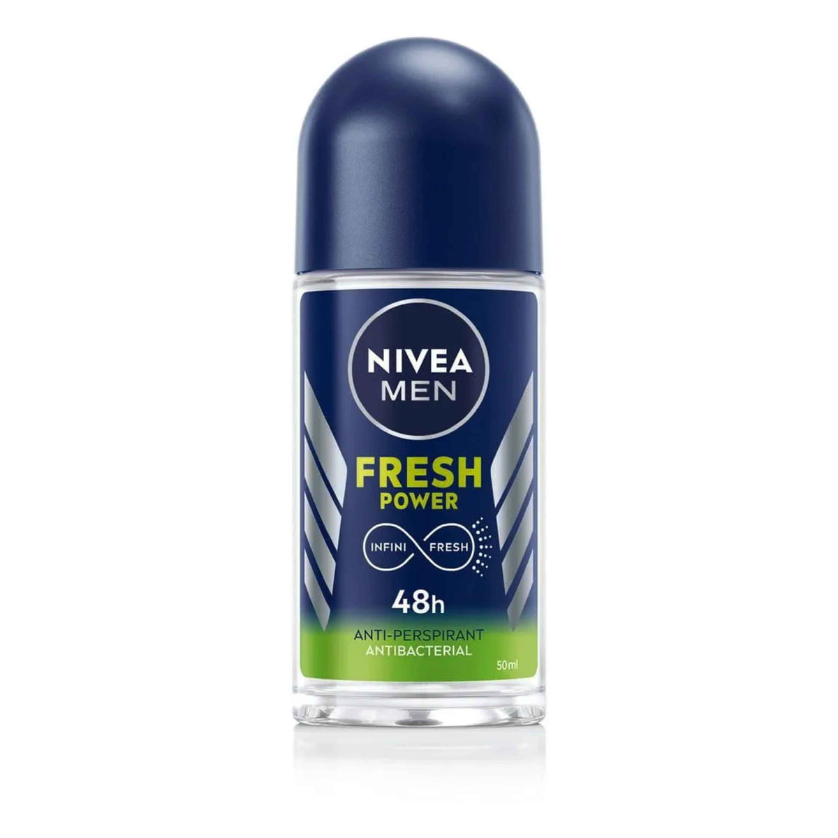 Refect Beauty Nivea Men Fresh Power roll-on anti-perspirant with 48-hour protection in a blue and green bottle.