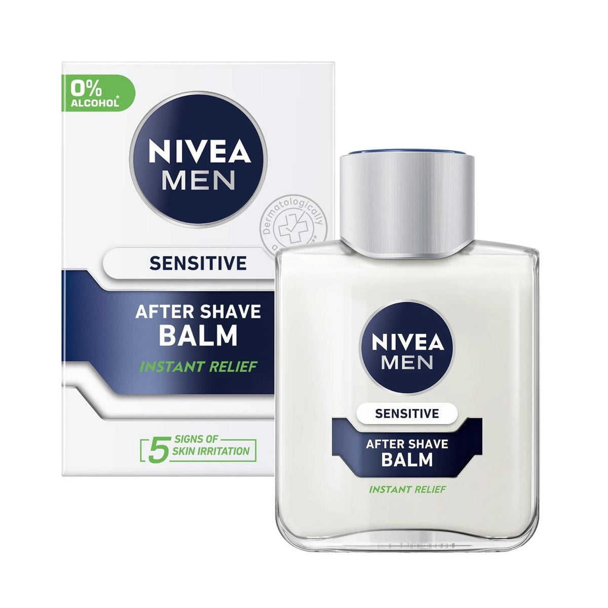 Refect Beauty Nivea Men Sensitive After Shave Balm bottle and packaging box for soothing irritated skin