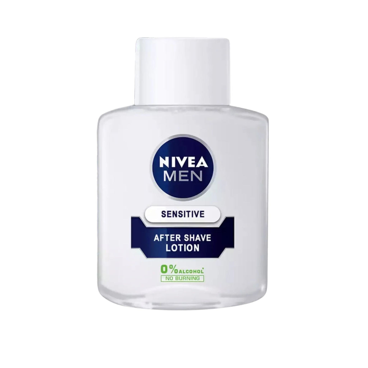 Refect Beauty Nivea Men Sensitive After Shave Fluid in a clear bottle with a white cap for soothing sensitive skin.