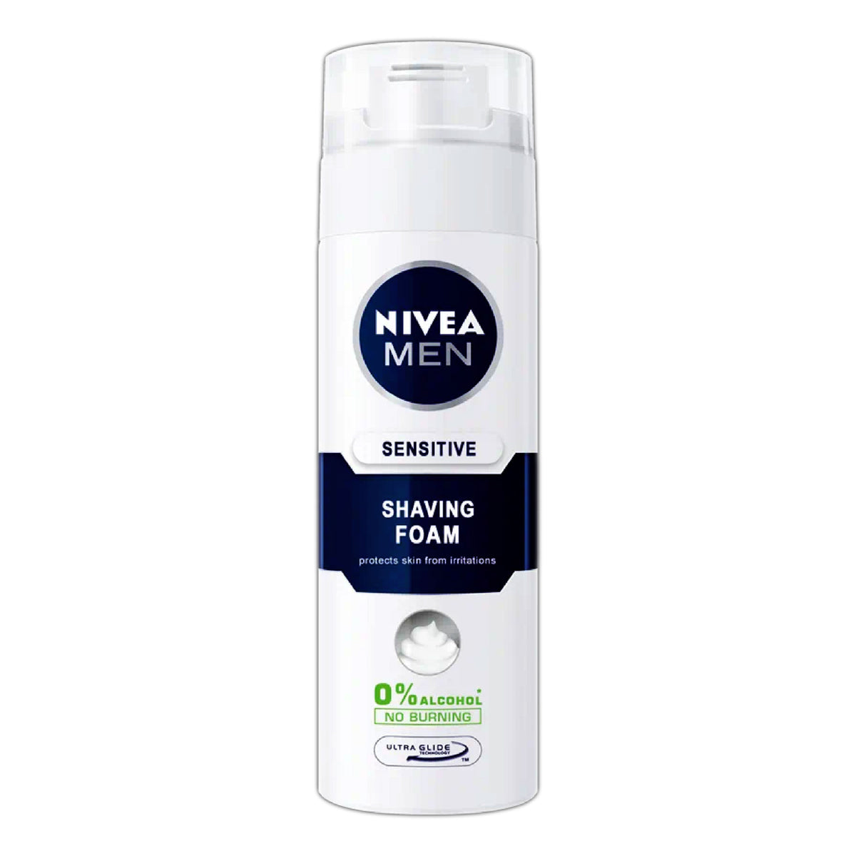 Refect Beauty Nivea Men Sensitive Shaving Foam in a white aerosol can designed to soothe sensitive skin