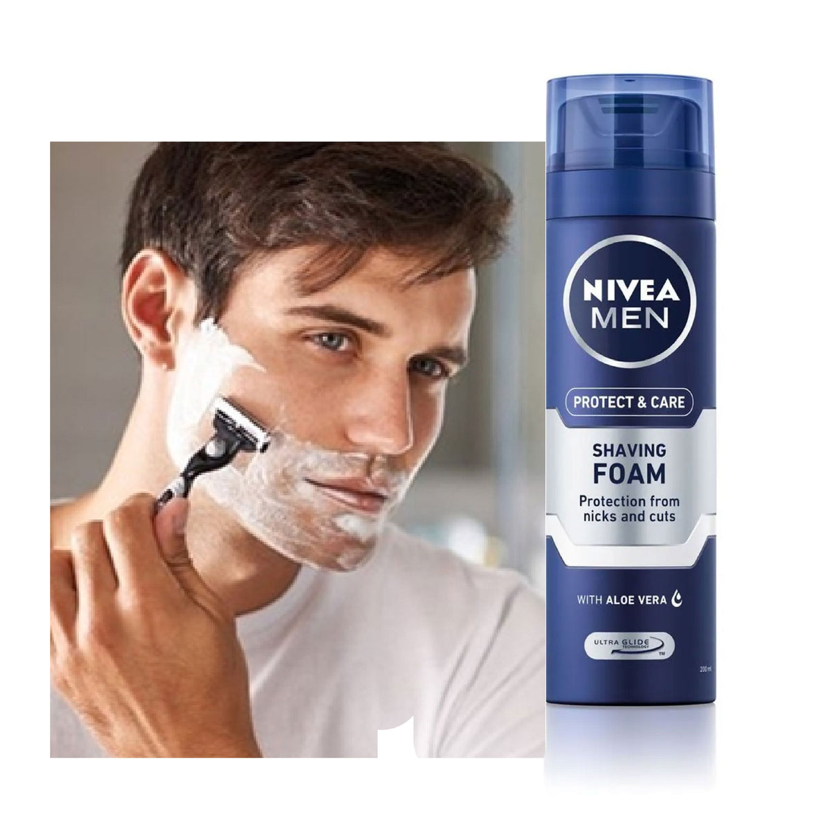 Refect Beauty Nivea Men Protect & Care Shaving Foam can for a smooth, irritation-free shave with aloe vera.