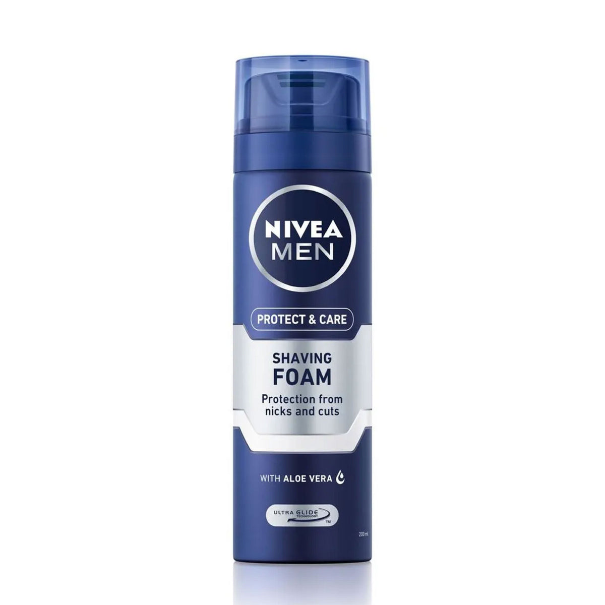 Refect Beauty Nivea Men Protect & Care Shaving Foam in a blue 200ml aerosol can for a smooth, irritation-free shave.